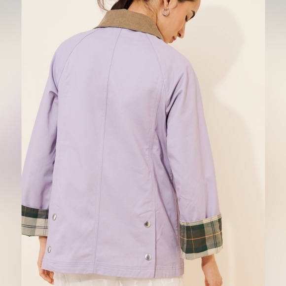 NWT Barbour Modern Beadnell Casual Jacket in Lavender w Plaid & Corduroy Trim - Picture 3 of 8